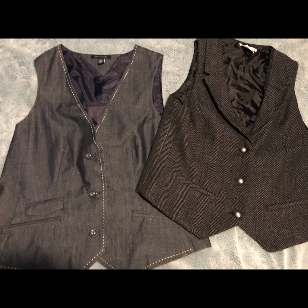 Qty 2 women’s button up dress vests